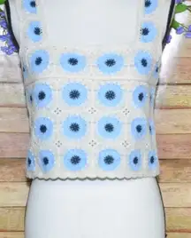 Crochet Granny Square Tank Womens Size XS Crop Top Boho Festival Beach Hippie