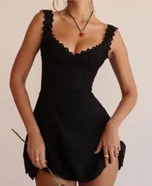 HOUSE OF CB 'Tilly'‎ Black Pin Tuck Mini Dress NWOT Size XS A-C