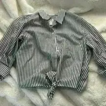 Chico’s Striped‎ Tie Front Button Up Blouse