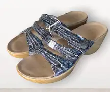 Abeo Women's Wedge Slides Heels Strappy Sandals Snake Print Multi‎ Color Size 10