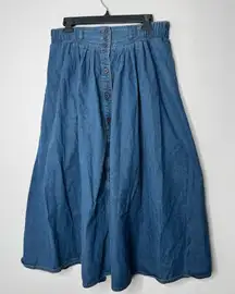Vintage koret Denim Button-Front Skirt