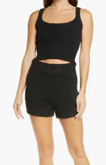 Skims black‎ cozy knit unisex shorts fuzzy lounge wear bottoms size small medium
