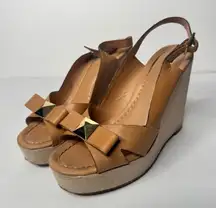 Kate Spade nude leather wedges size 6.5