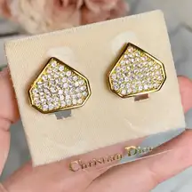 Christian Dior Rare Vintage Gold Plated & Swarovski Crystal Clip-On Earrings