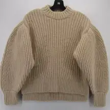 Ulla Johnson Ruth puff sleeve rib jumper limestone beige size small