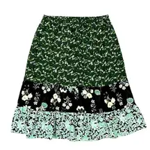 LOFT Floral Fox Midi Mixed Print Tiered Skirt