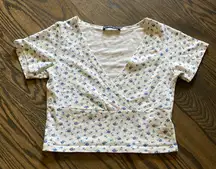 Brandy Melville Blue Floral Crop Top