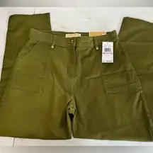 NWT Michael Kors High Rise Straight Olive Green  utility pant size 6