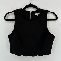 Tobi Sleeveless Scalloped Cropped Top Petite S Black