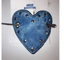 URBAN OUTFITTERS HAIR PIN HEART BLUE SILVER STUDDED STUDS BARRETTE PONY TAIL