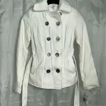 Women’s Bongo Winter White Double Breasted Pea Coat. Size Small.