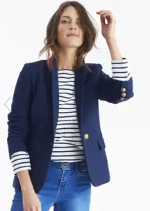 Joules Tweed Navy blue Wool blend blazer With Floral Lining Size 4