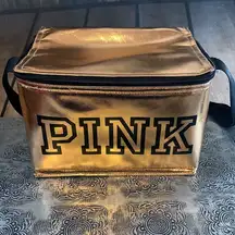 PINK Rose Gold Insulated Zip Up Lunch Bag with Strap