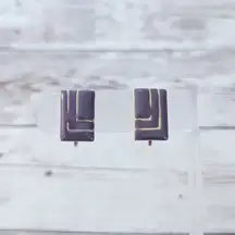 Vintage Clip On Earrings Dark Mauve Retro 0.75"