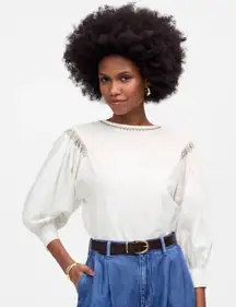 Madewell Embroidered Poplin Balloon Sleeve Shirt Size Medium