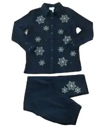 The Quaker Factory button down snowflake cozy shirt & pants size small
