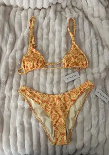 NEW pacsun orange and yellow triangle bikini set