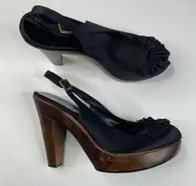 Loeffler Randall Slingback Wood Heels Size 7