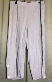 FLAX Linen Pants Large Gray Relaxed Wide Leg Trousers Lagenlook Boho Buttons