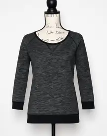 Express Women’s Lace Back Sweatshirt Top Size S Gray Black 3/4 Sleeve Pullover