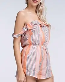 Honey Punch Ruffle Off Shoulder Boho Romper