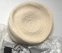 Vintage Carpi Knitting Mills Straw Pillbox Hat Beige MCM VTG 50s Style Cap Retro