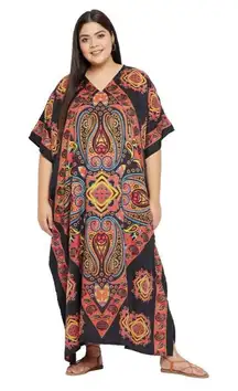 Gypsy Blu orange paisley flowy vacationcore boho kaftan