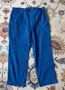 Butter Soft Royal Blue Straight Leg Cargo Scrub Pants Mid Rise Large Petite