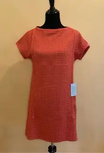 Max Studio  Baked Apple Red Solid Textured Pocket Short Sleeve Dress Size XS