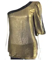 Bebe  Metallic Gold one sleeve blouse