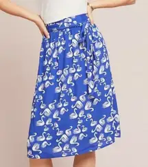 Anthropologie Porridge Getaway Swan Preppy Coastal Quiet Luxury Midi Skirt XL