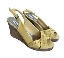 American Eagle yellow wedge heel sandal size 7.5