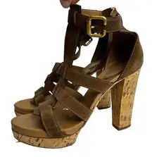 Chloé CHLOE suede leather brown Strappy platform heels shoes size 39.5 / 9.5