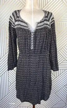 Anthropologie Holding Horses‎ Printed Tunic Dress Embroidered Gray Size Medium
