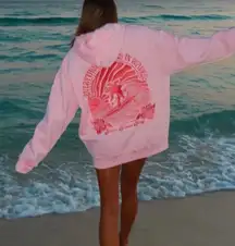 Pink Palm Puff Everything Comes in Waves Hoodie