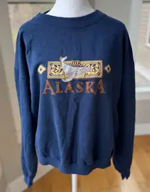 Vintage Navy Blue Alaska Cropped Mockneck Sweatshirt
