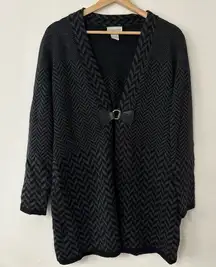 Soft Surroundings Womens Petite Med West Saxon Duster Cardigan Herringbone Wool
