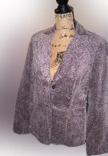 NWT Chic Vintage Jones New York Velvet Bloomsbury Floral Brown Blazer 10