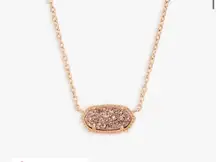 Kendra Scott Elisa Pendant Necklace Rose Gold Drusy Chain 15” - 17” Choker FLAWS