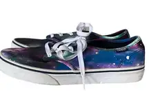 Vans Women Low Top Sneaker Size 6 Purple Blue Galaxy Print Lace Up Canvas Upper‎