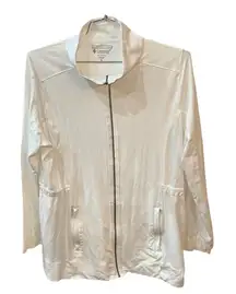 Coolibar Full Zip Sun Protection Jacket White XL UPF 50+ Mock Neck Pockets