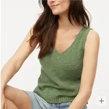 NWT J.Crew Factory Green V-Neck Sweater Tank Top S Textured Knit Beach - FADED