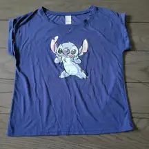 Disney  Stitch Shirt top size S blue (runs big in my opinion)