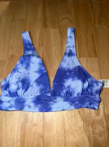 Aerie Small  Blue Tie-Dye  Crop Bikini Top BNWTS $34.95