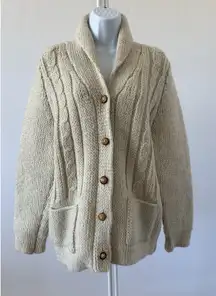 Women's Cream Chunky Knit 100% Hand Made,  Sz: L? Check Measurements (b15B)