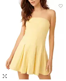 Free People Made Me Smile Mini Dress Yellow Tan