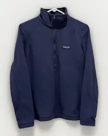 PATAGONIA Womens Navy Blue Fleece‎ Pullover Jacket Layer "Nena" 1/4 Zip Sz Small