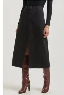 Mara Hoffman Womens Skirt Black Nakita Denim Midi Split Front Size 2