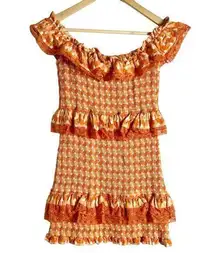 Revolve Tularosa Teri Knit Lace Off The Shoulder Mini Dress Orange Size M