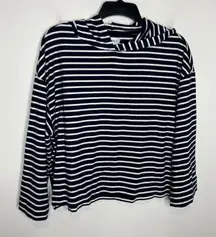 Evereve MIA striped hoodie navy blue white womens size medium nautical casual